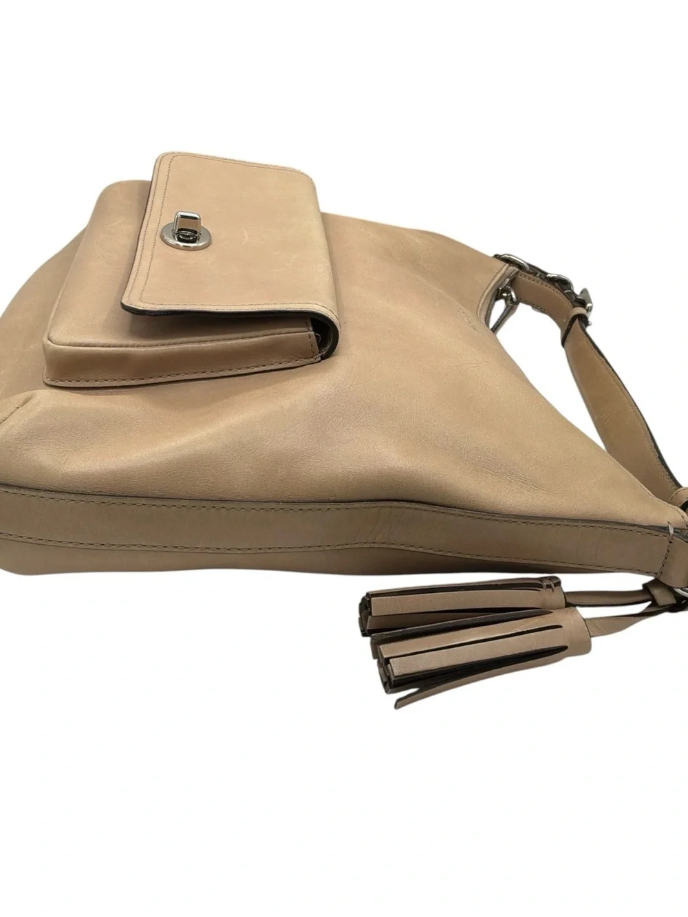 Coach Legacy Courtenay Hobo Tan Leather Shoulder Bag with Front Turnlock Pocket